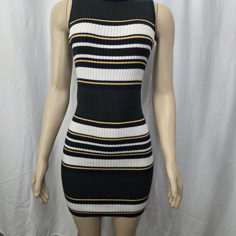 Forever 21 Black and White Striped Knit Dress
